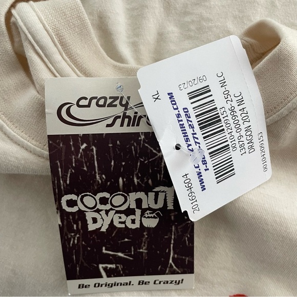 Crazy Shirts Dragon Graphic Print Long Sleeve Tee Tshirt Coconut Dyed XL Y2K - Picture 10 of 10